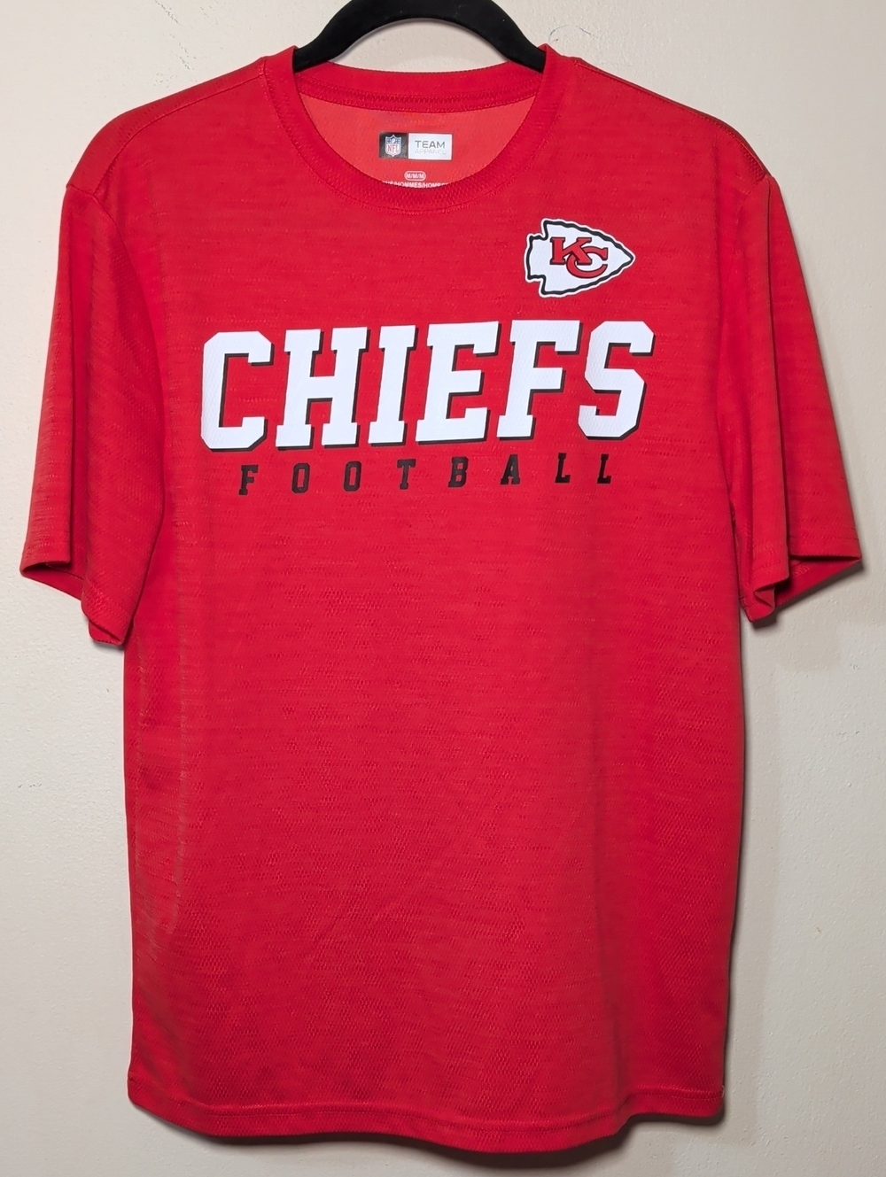 NFL Team Apparel Kansas City Chiefs Football T-shirt Red White Men's Size M